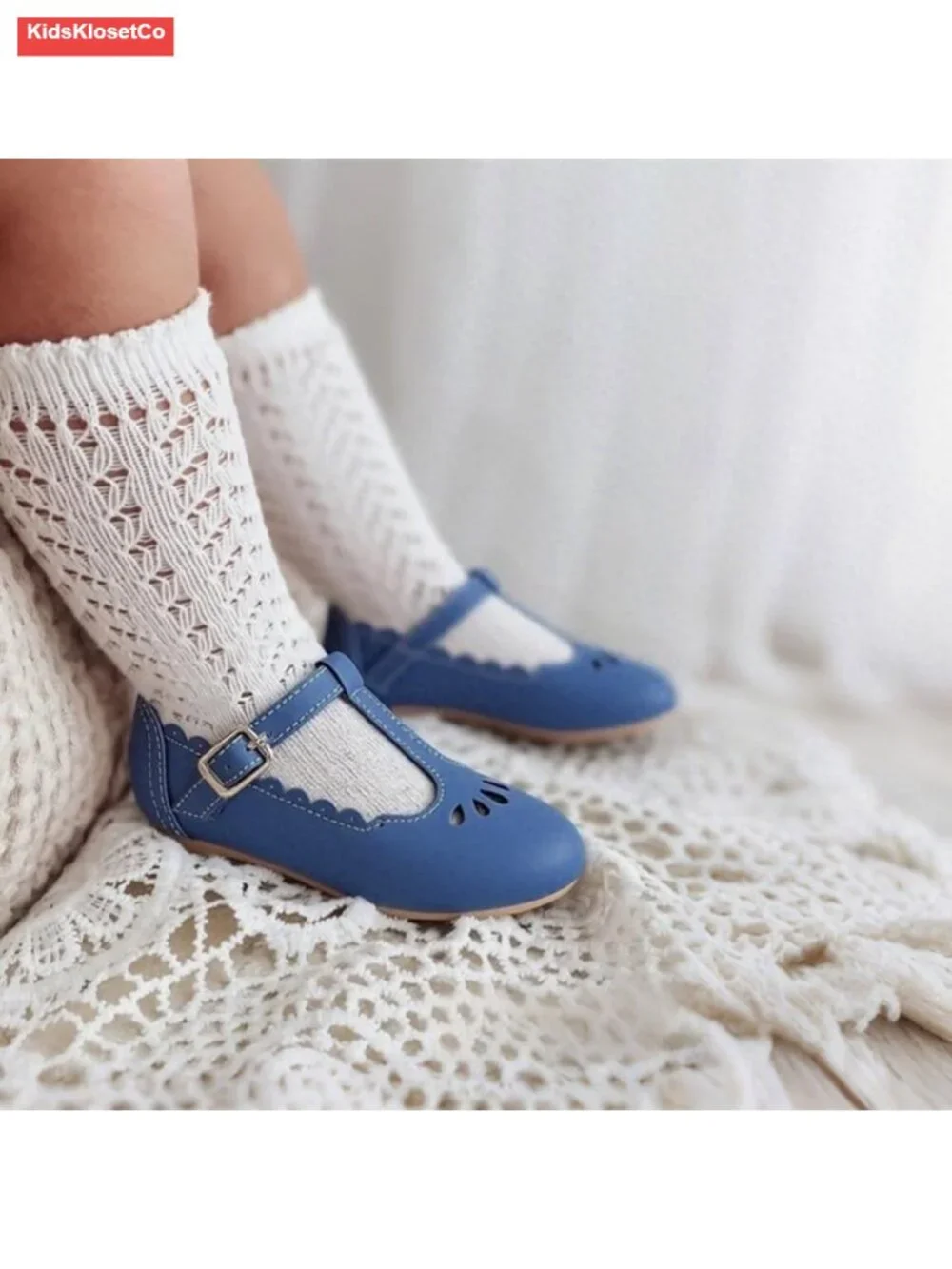 Girl's T-Strap Ballet Mary Jane Flats with Hook-and-Loop Closure